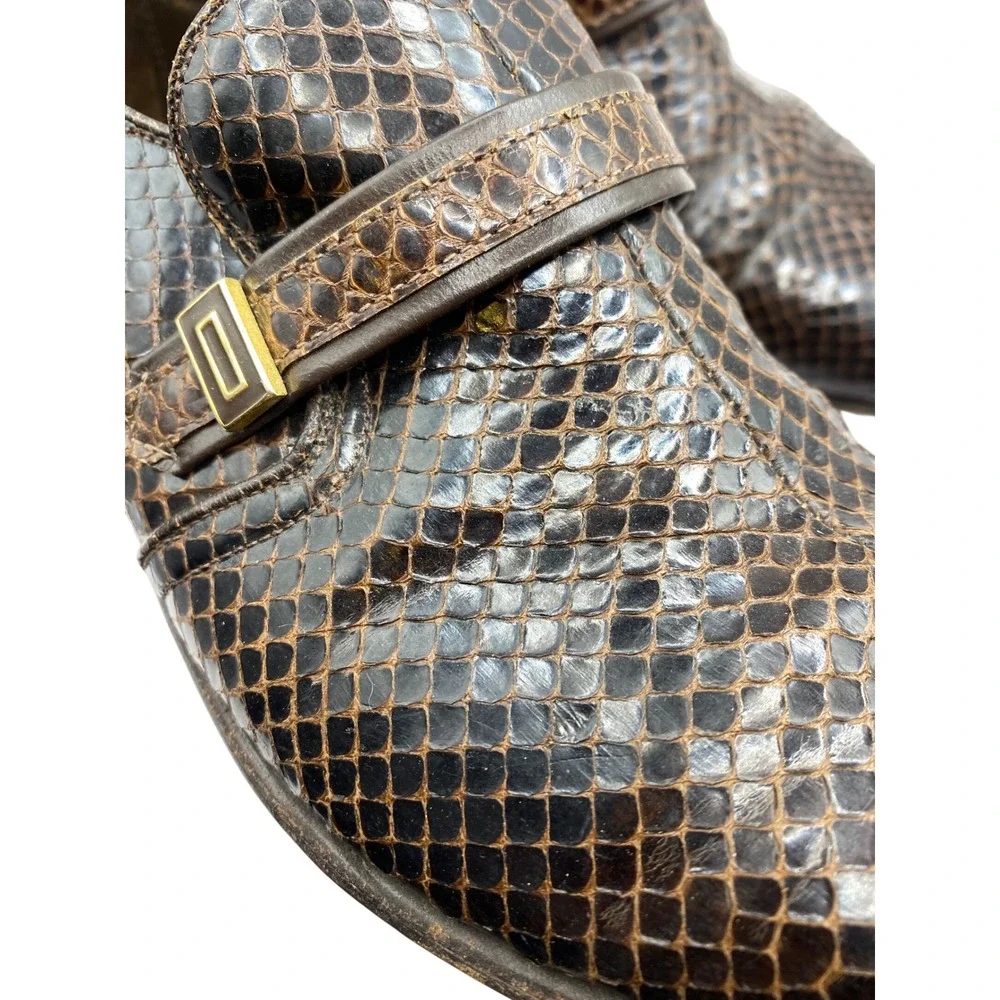Nettleton Traditionals Brown Snakeskin Loafers Mens 9 Vintage Dress‎ Shoes